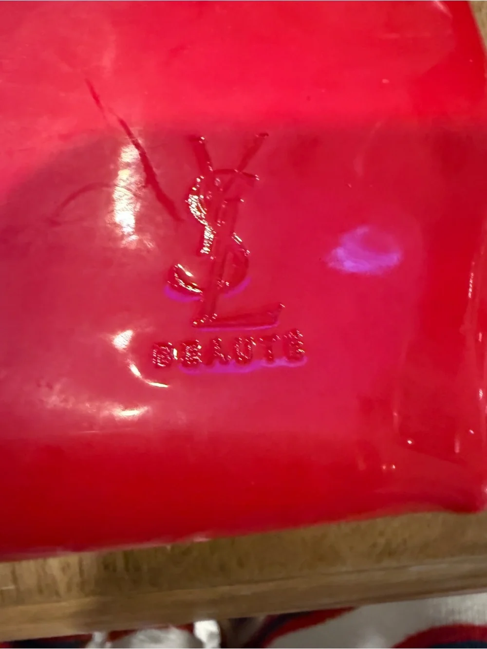 Yves Saint Laurent Beauty Lip Pouch /  Cosmetics Pouch In RED  Bag New